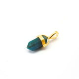 Blue Apatite, Crystal point gold-plated silver pendant