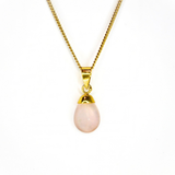 Rose Quartz, Dew Crystal Drop gold-plated silver pendant