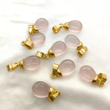 Rose Quartz, Dew Crystal Drop gold-plated silver pendant