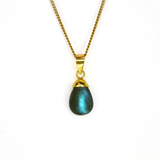Labradorite, Dew Crystal Drop gold-plated silver pendant