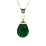 Emerald, Dew Crystal Drop silver pendant