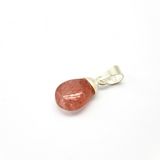 Strawberry Quartz, Dew Crystal Drop silver pendant