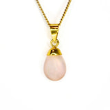 Rose Quartz, Dew Crystal Drop gold-plated silver pendant