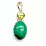 Malakit med peridot silverhänge