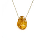 Citrine necklace with silver or gold-plated chain