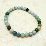 Jade, armband med ärtjade - gröna och vita pärlor 6 mm