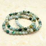 Jade, armband med ärtjade - gröna och vita pärlor 6 mm