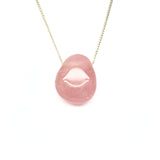 Rose quartz necklace with silver or gold plated chain