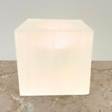 Candle lantern, square white selenite