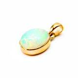 Opal oval sten guldpläterat silverhänge