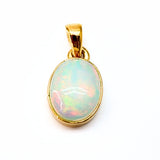 Opal oval sten guldpläterat silverhänge