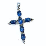 Kyanite, cross pendant in silver