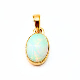 Opal oval sten guldpläterat silverhänge