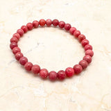 Rodonit, rundslipat armband 6 mm