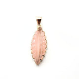 Rose quartz, engraved ornate pattern, silver pendant