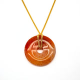 Fire Agate, donut (Pi) pendant