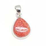 Sunstone, silver pendant in drop shape