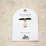 Rose quartz, month stone for October in gold plated silver pendant