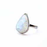 Rainbow moonstone in silver ring size 11