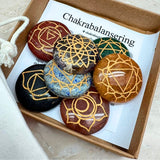 Chakra sanskrit/the colors round plates in box with compartment