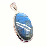 Labradorite, drop-shaped silver pendant with filigree edge
