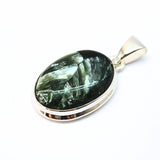 Seraphinite, unique oval silver pendant