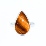 Tiger Eye unique silver ring size 9