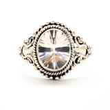 Bergkristall, ring med silverfiligran