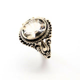 Bergkristall, ring med silverfiligran
