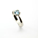 Topaz blue sterling silver ring with faceted crystal