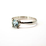 Topaz blue sterling silver ring with faceted crystal