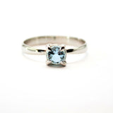 Topaz blue sterling silver ring with faceted crystal