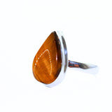 Tiger Eye unique silver ring size 9