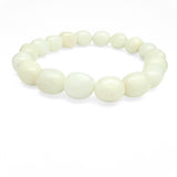 Jade vit, trumlat armband