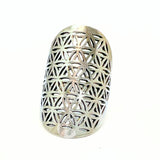 Elämän kukka - hopeinen pronssisormus, säädettävä sormuskoko