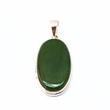 Jade, large pendant set in a silver frame