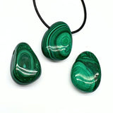 Malachite, tumbled pendant with holes