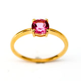 Topas rosa ring i guld vermeil - oval eller rund