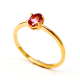 Topas rosa ring i guld vermeil - oval eller rund