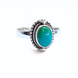 Turkos Arizona, detaljerad oval silverring