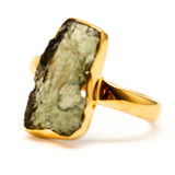 Moldavite gold ring size 6
