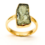 Moldavite gold ring size 6