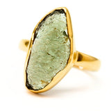 Moldavite gold ring size 5