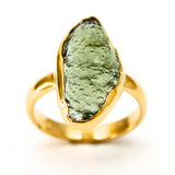 Moldavite gold ring size 5