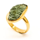 Moldavite gold ring size 5