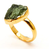 Moldavite gold ring size 6