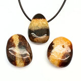 Septarian, dragon stone, tumbled pendant with hole