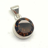 Smoky quartz, oval silver pendant