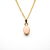 Rose quartz, month stone for October in gold plated silver pendant