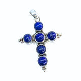 Lapis Lazuli kors med 6 runda stenar